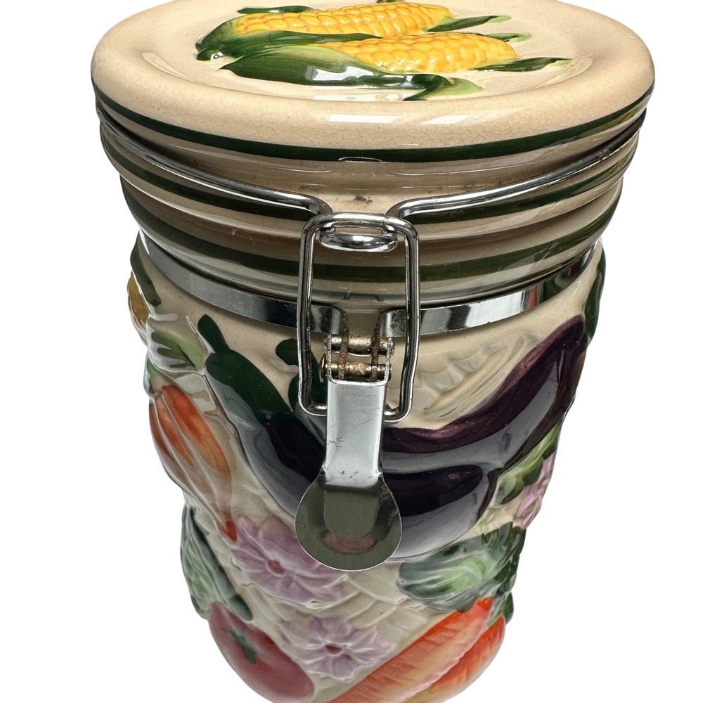 Vintage Gourmet Home Accents Ceramic Canister 3 pc Set Sculpted Fruit Colorful - Picture 5 of 16